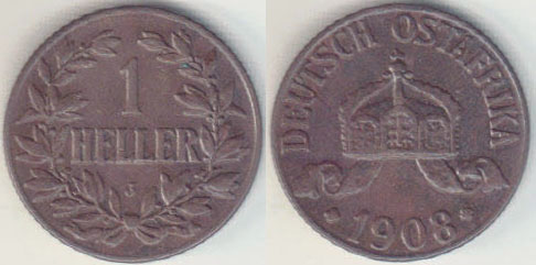 1908 J German East Africa 1 Heller A000158